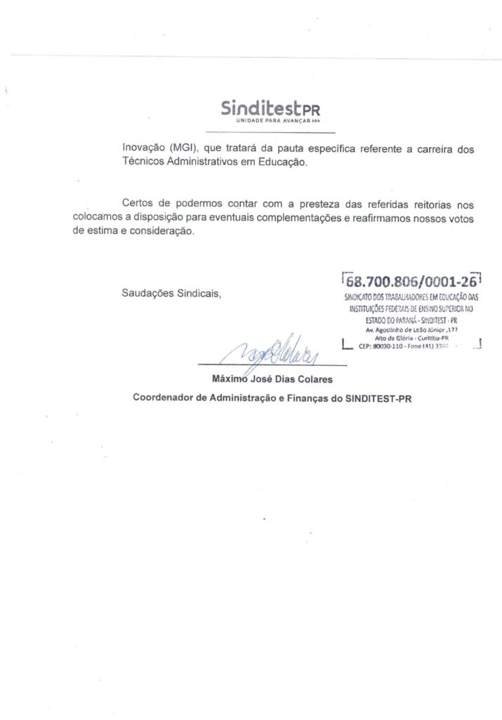 Dia Nacional de Paralisação Confira a notificação enviada às Reitorias